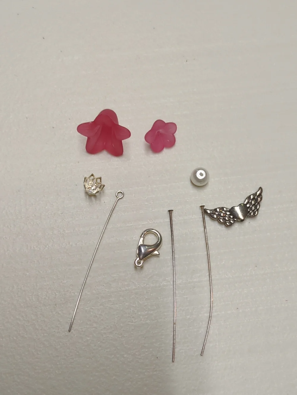 Pink Flower Bead Jewelry Components Set